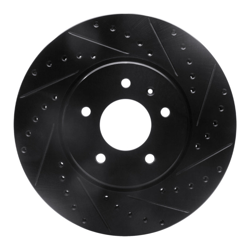 R1 09-11 Cadillac STS Front Right Drilled & Slotted Black Brake Rotor