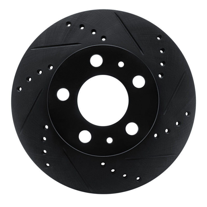 R1 76-93 Volvo 244 Front Right Drilled & Slotted Black Brake Rotor