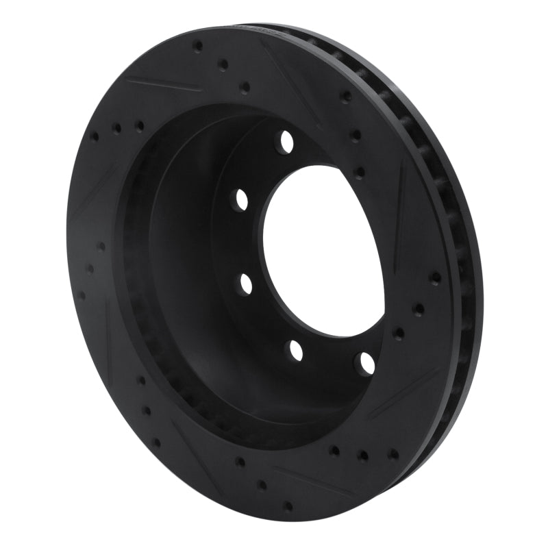R1 00-02 Dodge Ram 3500 Front Left Drilled & Slotted Black Brake Rotor