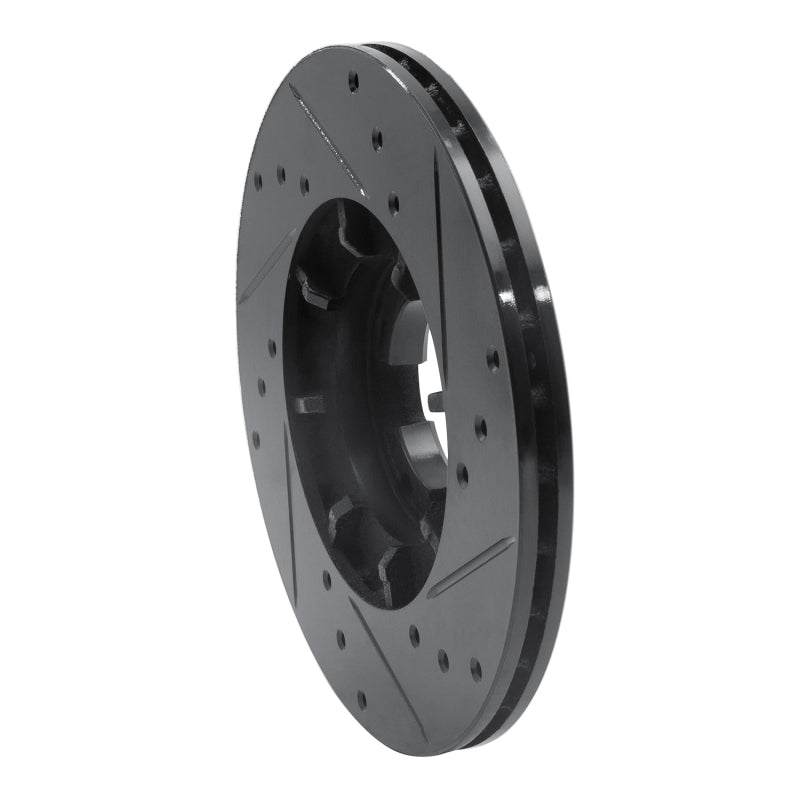 R1 85-94 Subaru GL-10 Front Left Drilled & Slotted Black Brake Rotor