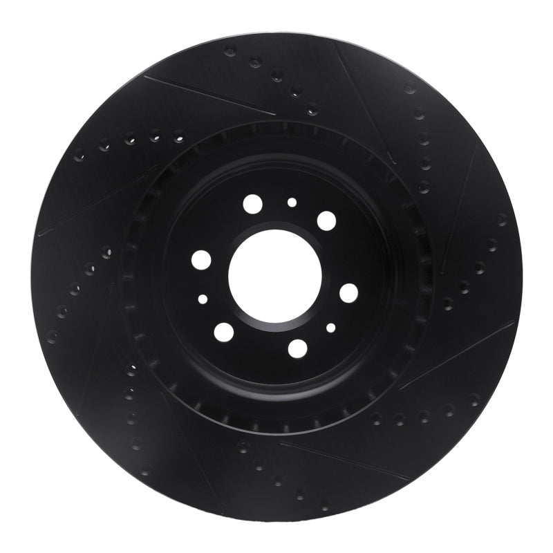 R1 04-11 Cadillac STS Front Left Drilled & Slotted Black Brake Rotor