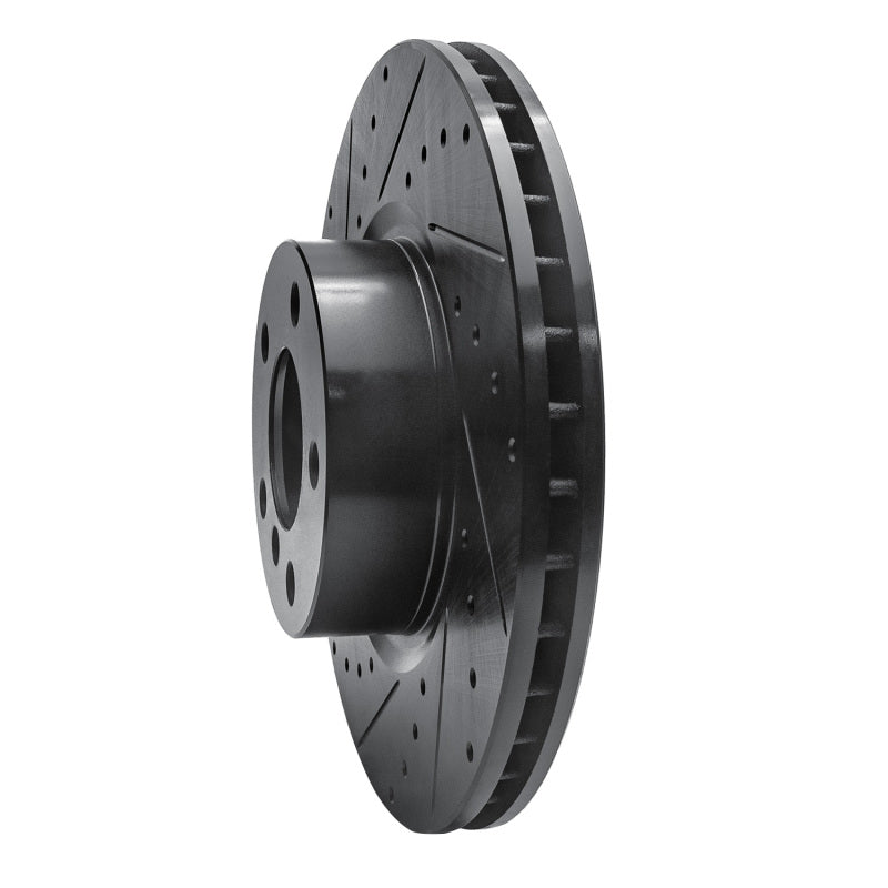 R1 11-18 BMW X4 Front Left Drilled & Slotted Black Brake Rotor