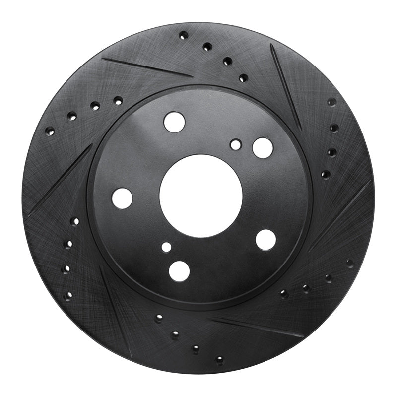 R1 89-92 Toyota Cressida Front Right Drilled & Slotted Black Brake Rotor