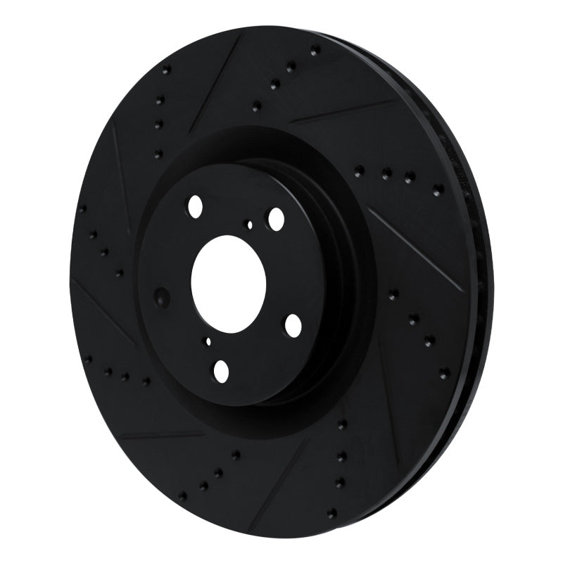 R1 09-11 Lexus IS350 Left Front Drilled & Slotted Black Brake Rotor