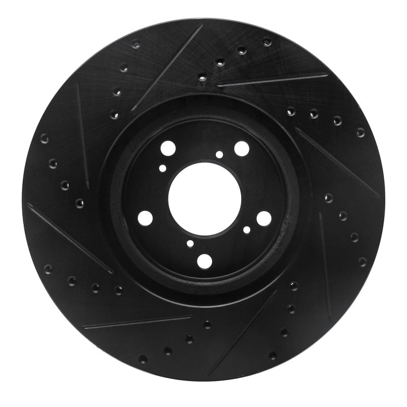R1 07-20 Acura MDX Front Right Drilled & Slotted Black Brake Rotor