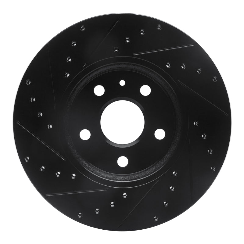 R1 2008-2014 Cadillac CTS Front Right Drilled & Slotted Black Brake Rotor
