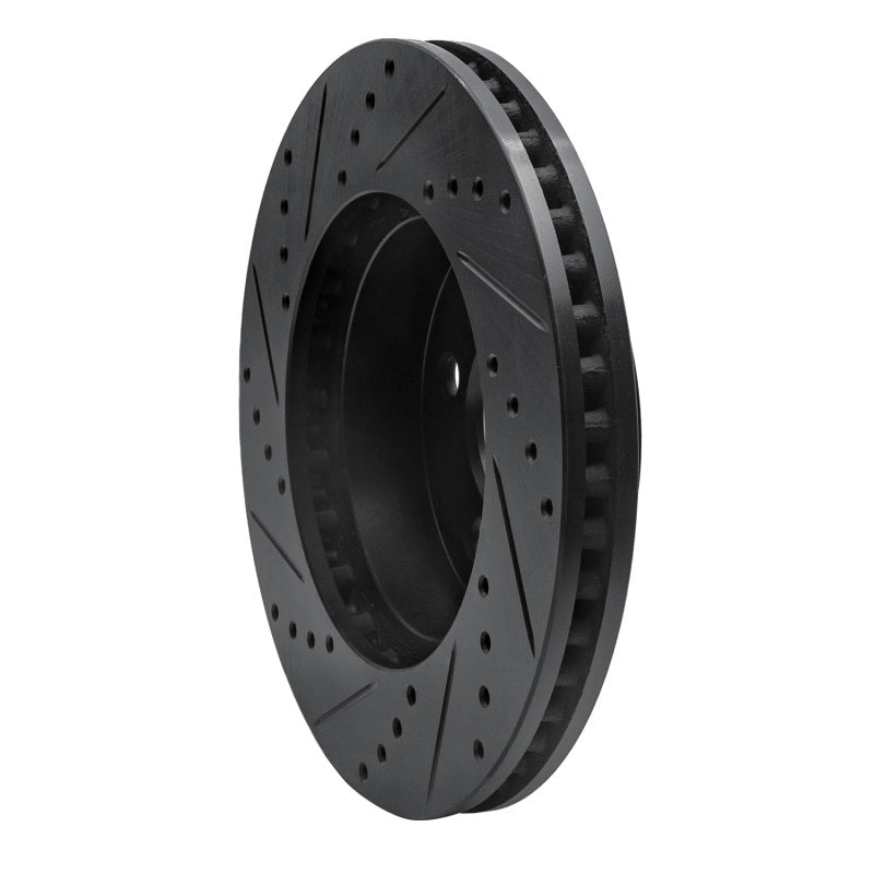 R1 02-07 Jeep Liberty Front Right Drilled & Slotted Black Brake Rotor