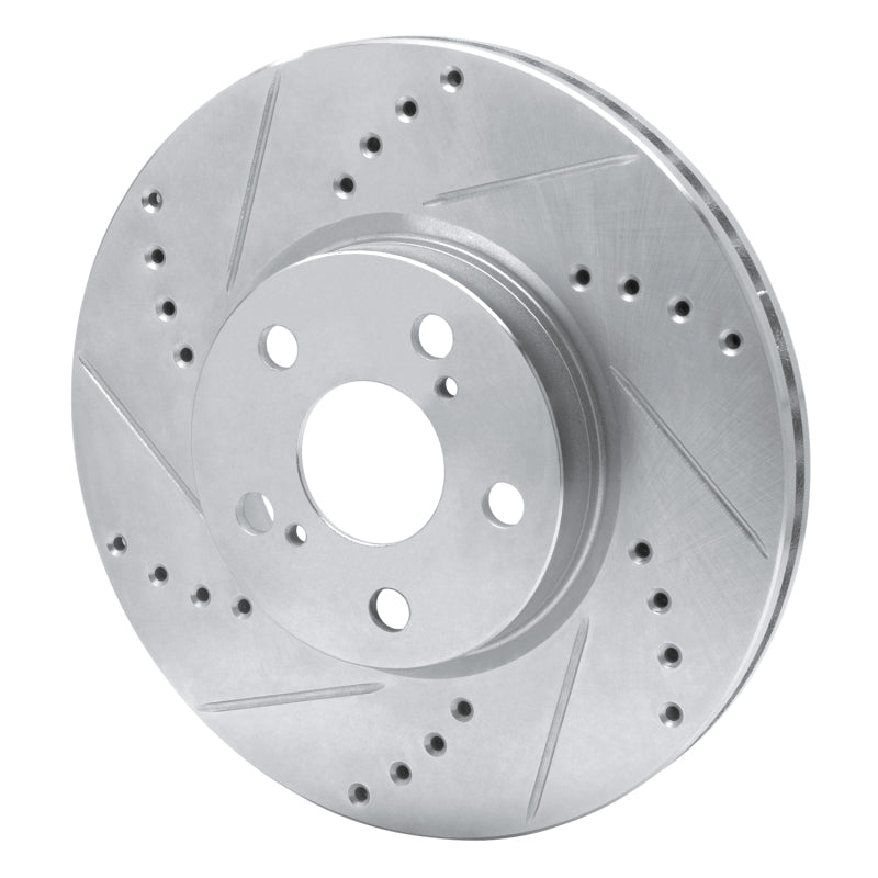 R1 08-19 Pontiac Vibe Front Left Drilled & Slotted Silver Brake Rotor