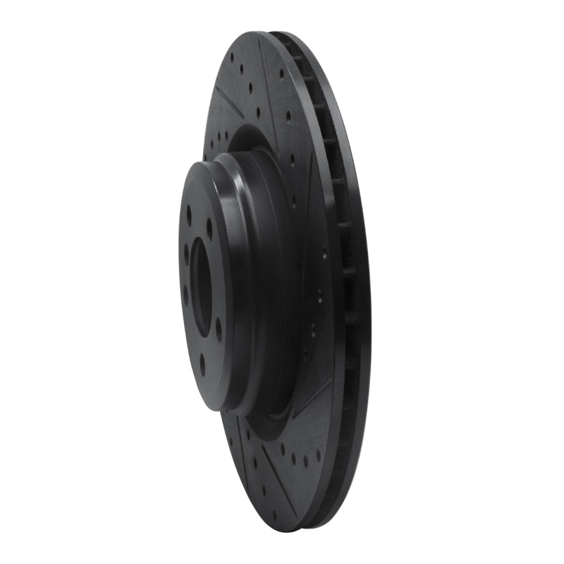 R1 09-19 BMW 760LI Rear Right Drilled & Slotted Black Brake Rotor