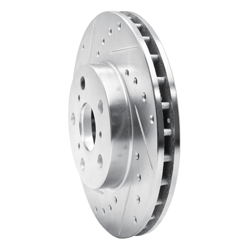 R1 87-91 Toyota Camry Front Left Drilled & Slotted Silver Brake Rotor