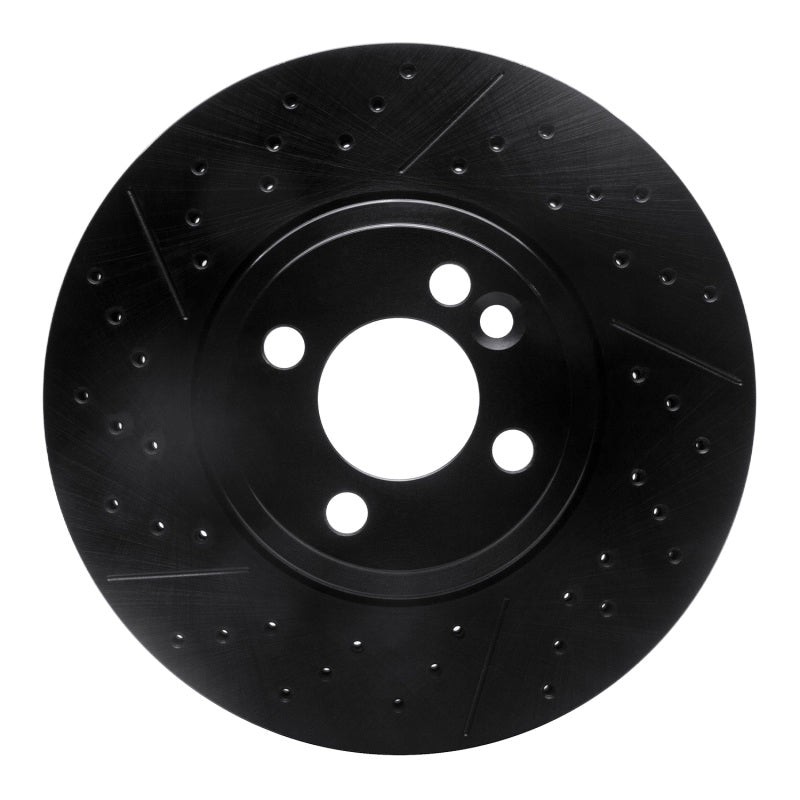 R1 07-15 Mini Cooper Clubman Front Drilled & Slotted Black Brake Rotor