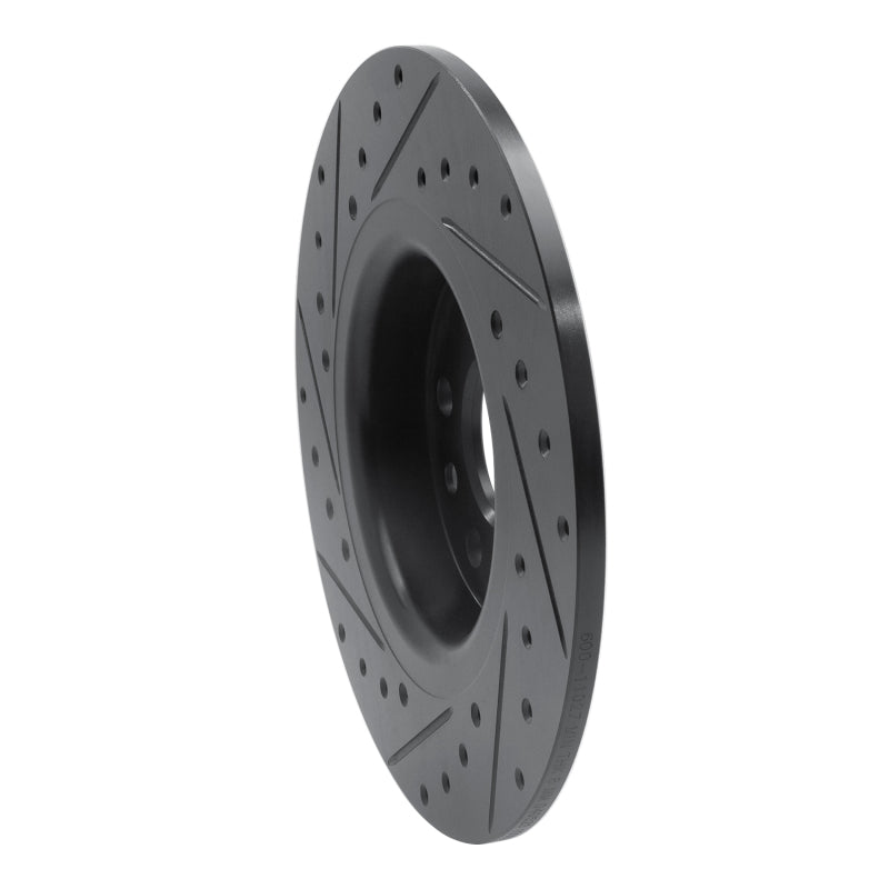 R1 15-20 Jaguar E-Pace Rear Right Drilled & Slotted Black Brake Rotor