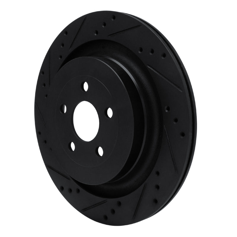 R1 19-24 Ford Edge Rear Left Drilled & Slotted Black Brake Rotor