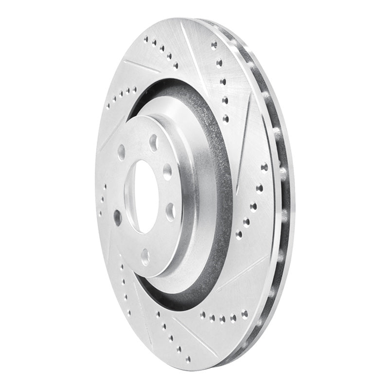 R1 05-11 Audi A6 Quattro Rear Right Drilled & Slotted Silver Brake Rotor