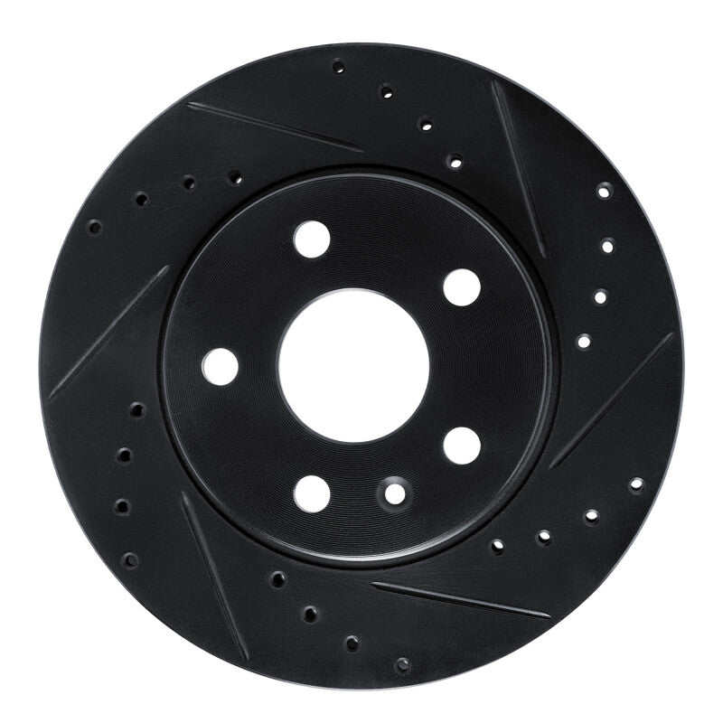 R1 11-16 Buick LaCrosse Front Right Drilled & Slotted Black Brake Rotor