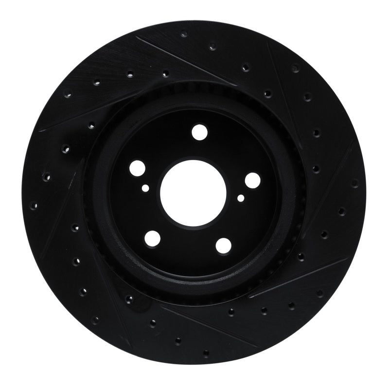 R1 18-25 Lexus UX300h Front Left Drilled & Slotted Black Brake Rotor