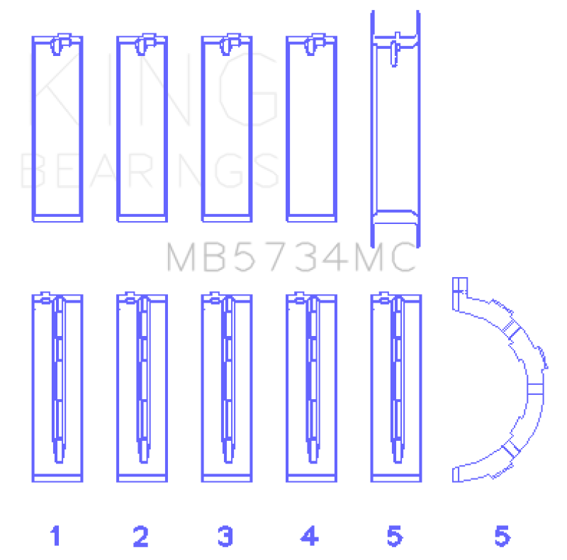 King Engine Bearings Ford 302 CID Coyote Performance Coated Main Bearing Set - Size STD