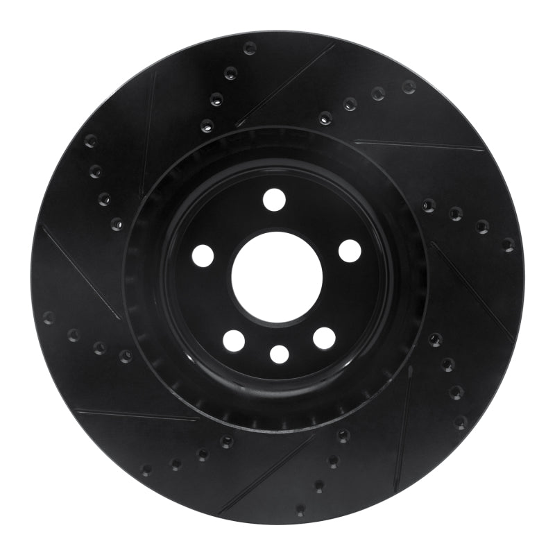 R1 15-19 Jaguar E-Pace Front Right Drilled & Slotted Black Brake Rotor