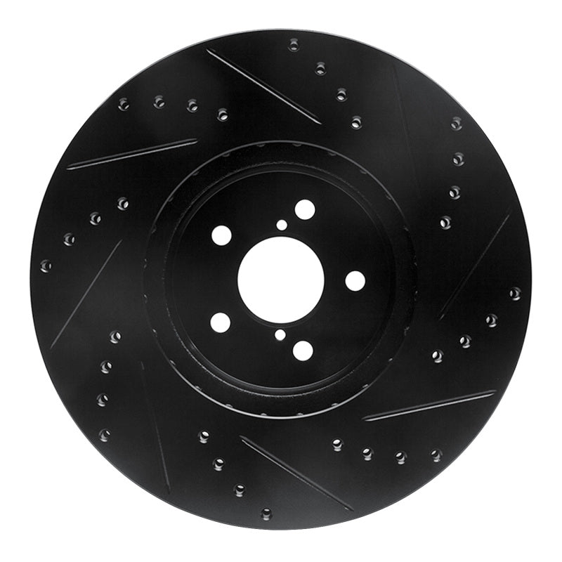 R1 05-18 Subaru Outback Front Left Drilled & Slotted Black Brake Rotor