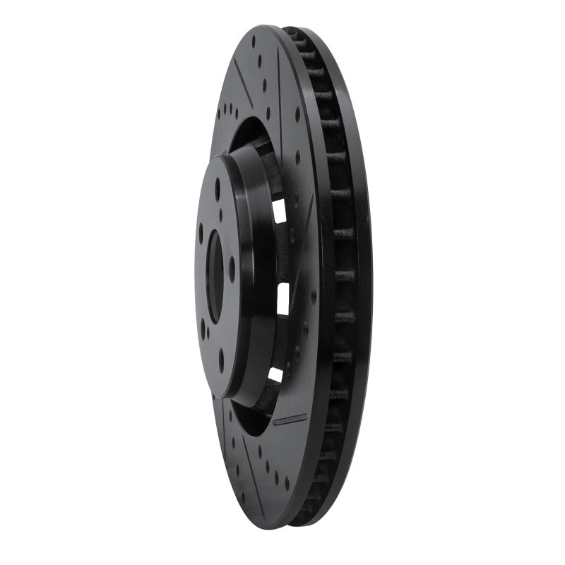 R1 09-15 Toyota Venza Front Right Drilled & Slotted Black Brake Rotor