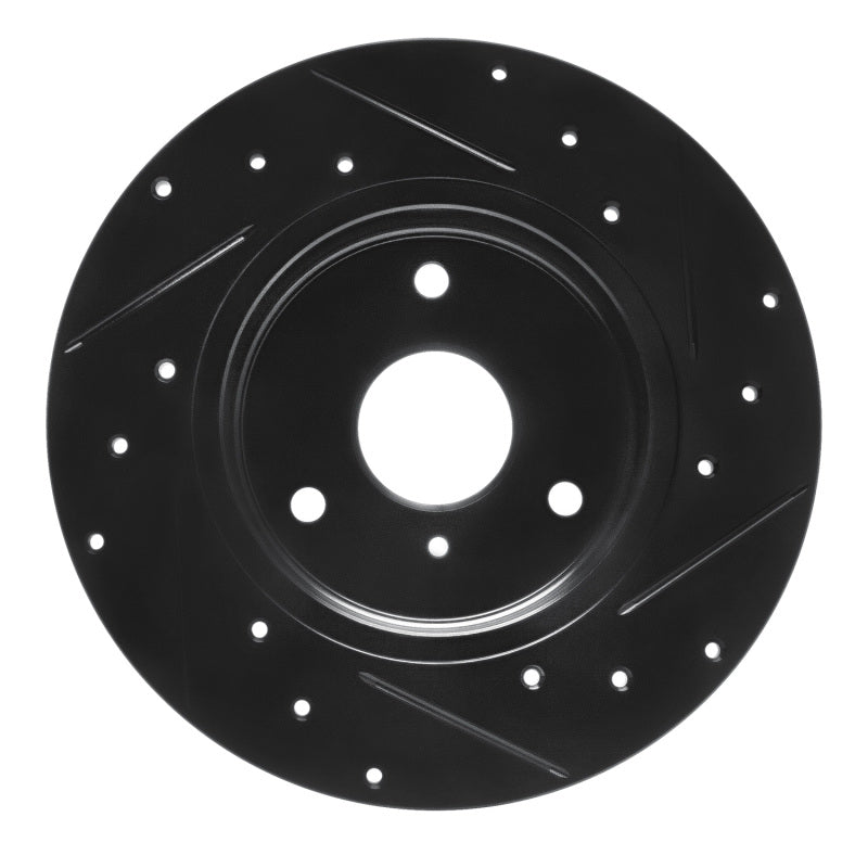 R1 05-16 Smart Fortwo Front Left Drilled & Slotted Black Brake Rotor