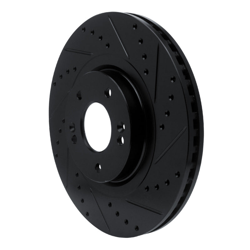 R1 13-20 Hyundai Santa Fe XL Front Right Drilled & Slotted Black Brake Rotor