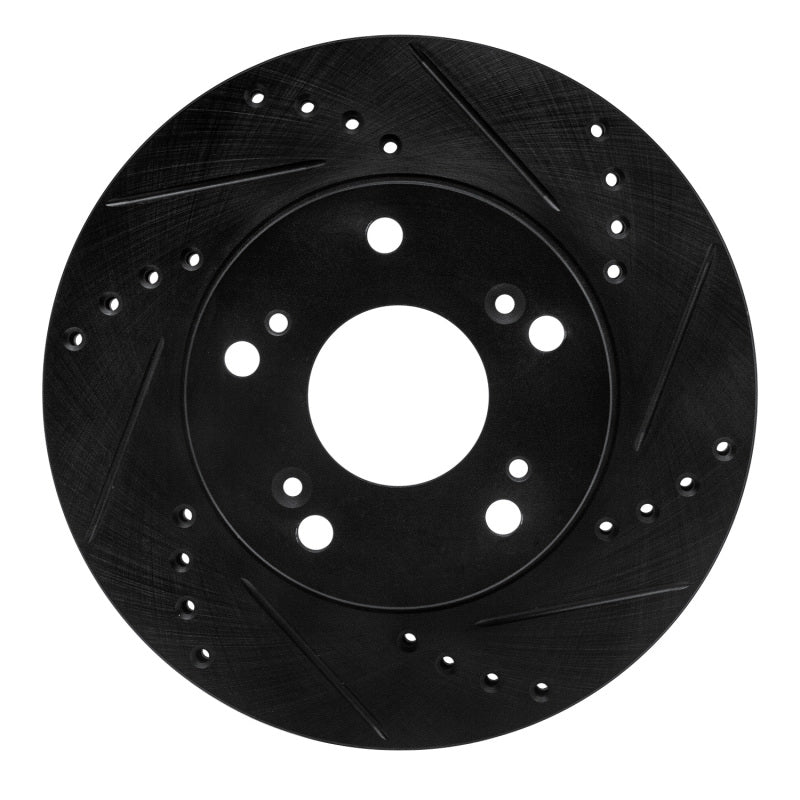 R1 12-15 Acura ILX Front Right Drilled & Slotted Black Brake Rotor