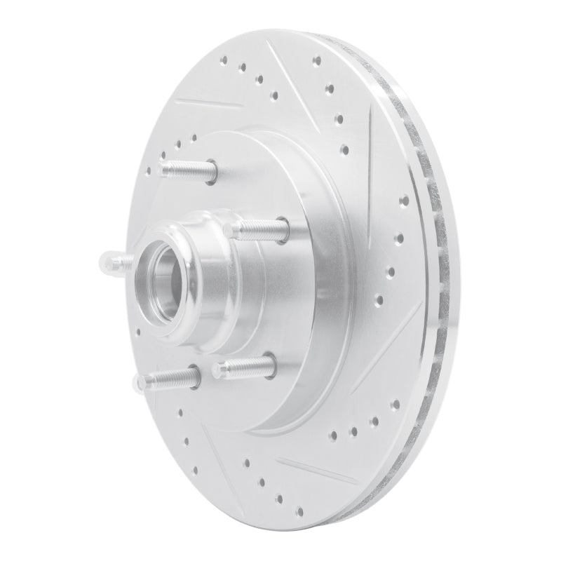 R1 97-99 Ford F-150 RWD Front Right Drilled & Slotted Silver Brake Rotor