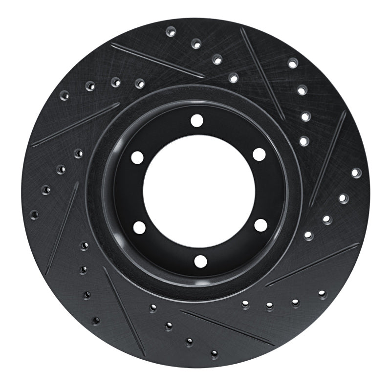 R1 1986-1995 Toyota 4Runner Front Left Drilled & Slotted Black Brake Rotor
