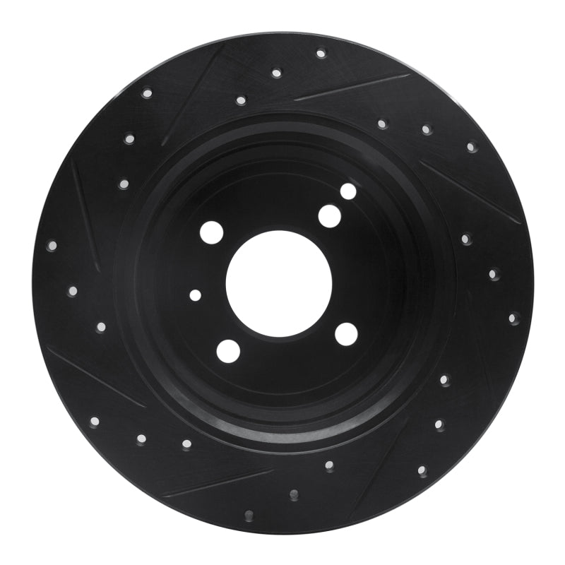 R1 93-95 Volvo 850 Rear Right Drilled & Slotted Black Brake Rotor
