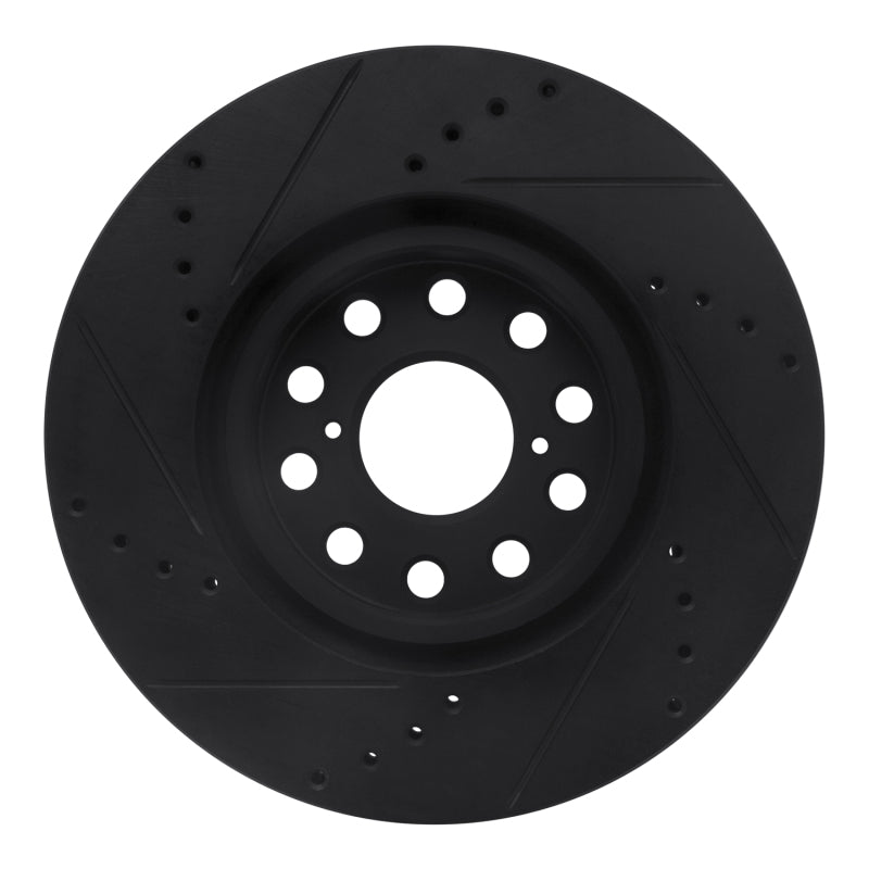 R1 93-98 Toyota Supra Front Right Drilled & Slotted Black Brake Rotor