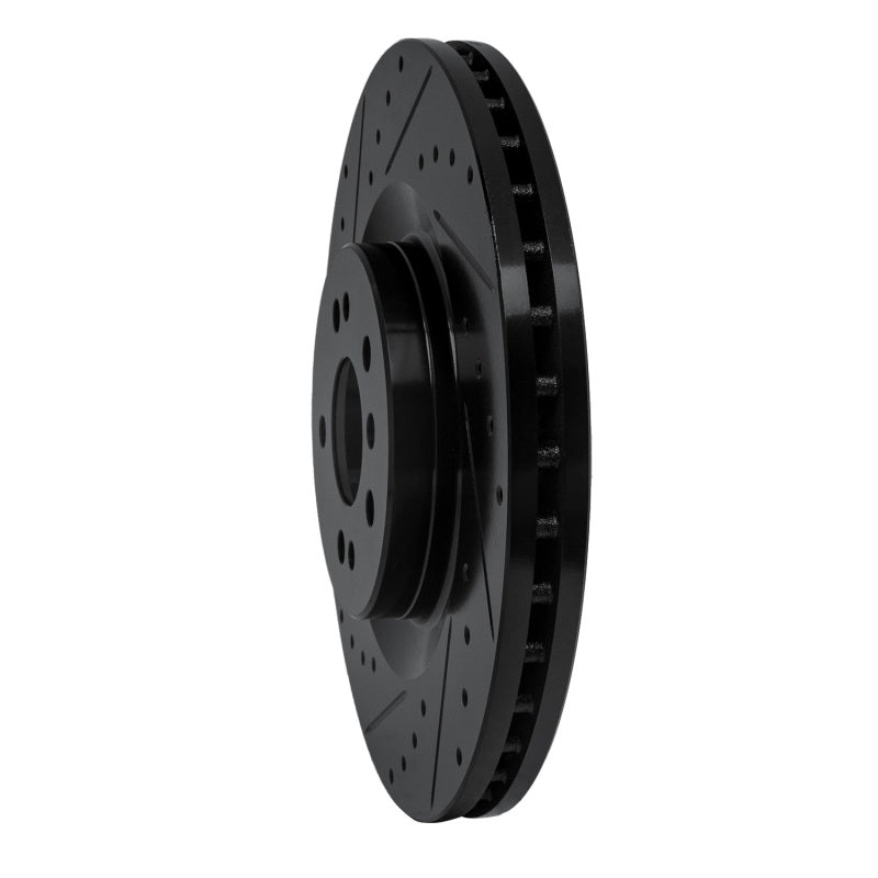 R1 06-12 Mercedes-Benz GL350 Front Left Drilled & Slotted Black Brake Rotor
