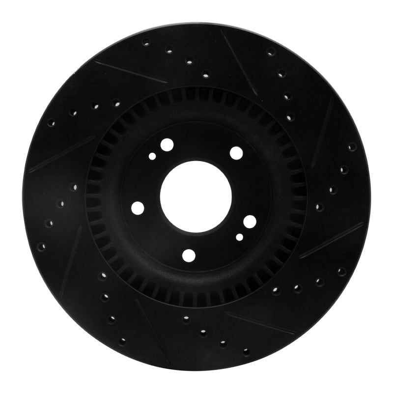 R1 11-25 Hyundai Tucson Front Left Drilled & Slotted Black Brake Rotor