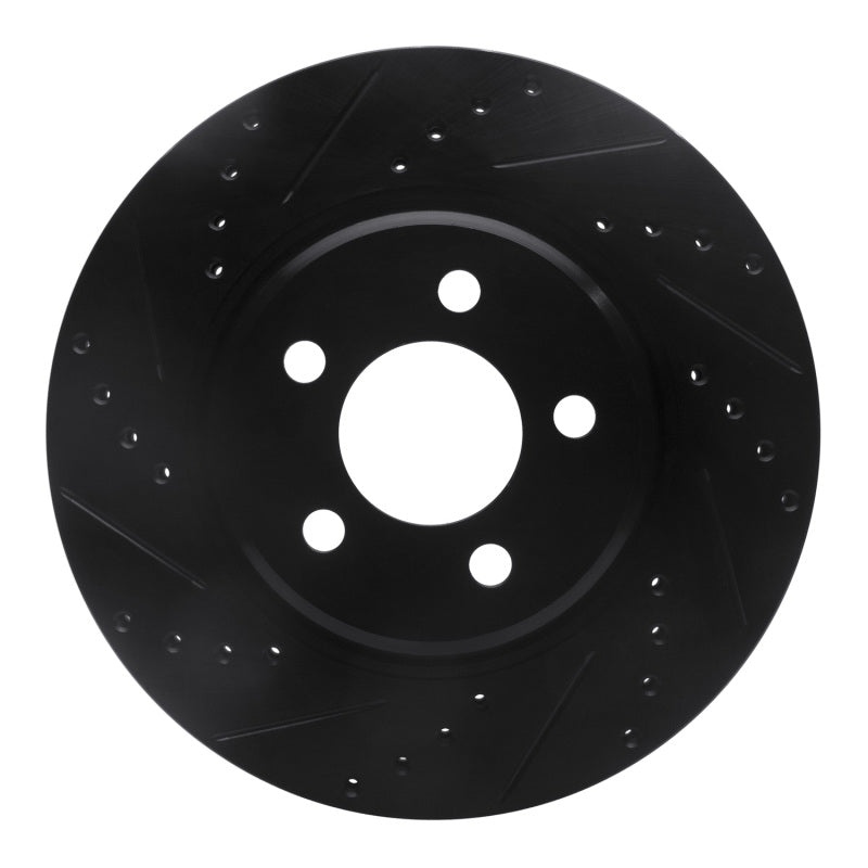 R1 05-23 Chrysler 300 Front Left Drilled & Slotted Black Brake Rotor