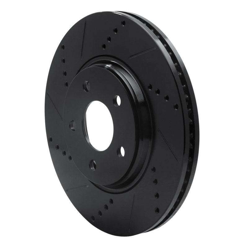 R1 04-12 Chevrolet Malibu Front Left Drilled & Slotted Black Brake Rotor