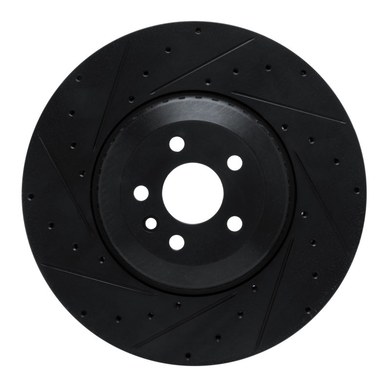 R1 21-25 Jaguar F-Pace Front Left Drilled & Slotted Black Brake Rotor