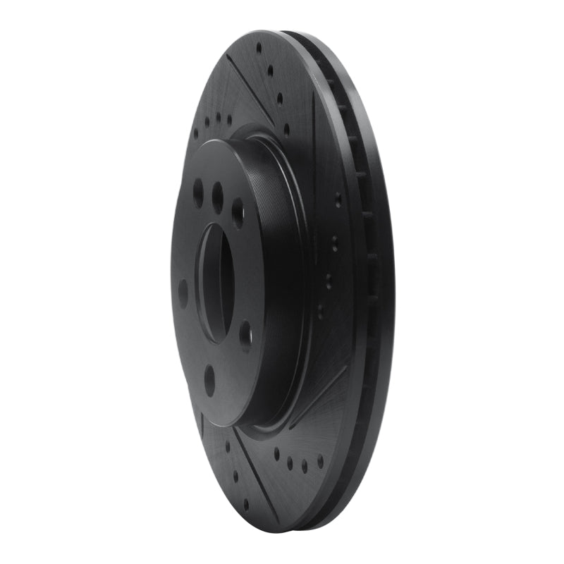 R1 14-24 Mini Cooper (Excl Clubman) Front Right Drilled & Slotted Black Brake Rotor