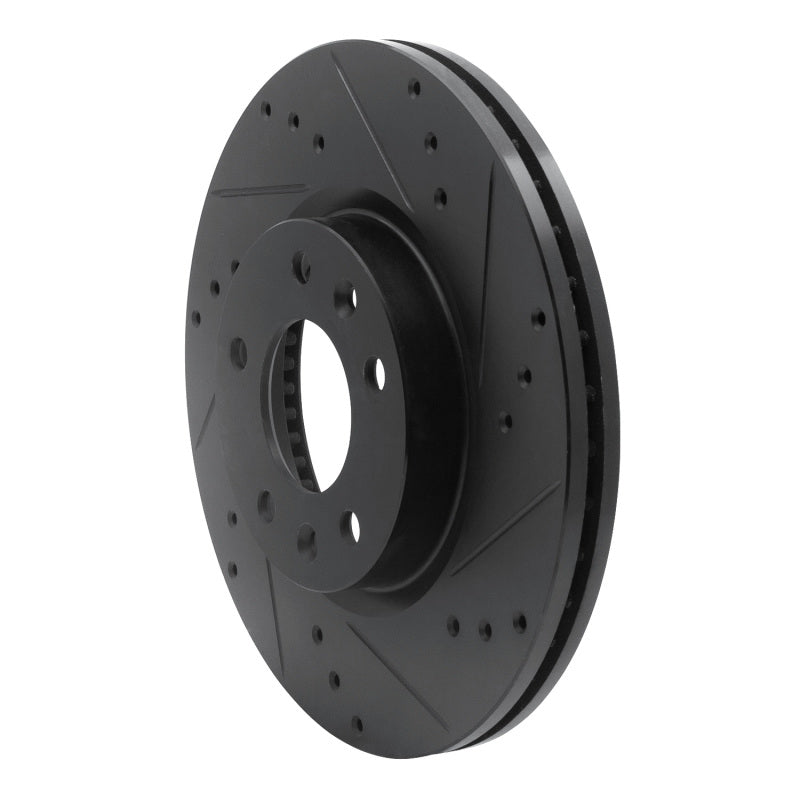 R1 06-13 Ford Fusion Front Right Drilled & Slotted Black Brake Rotor