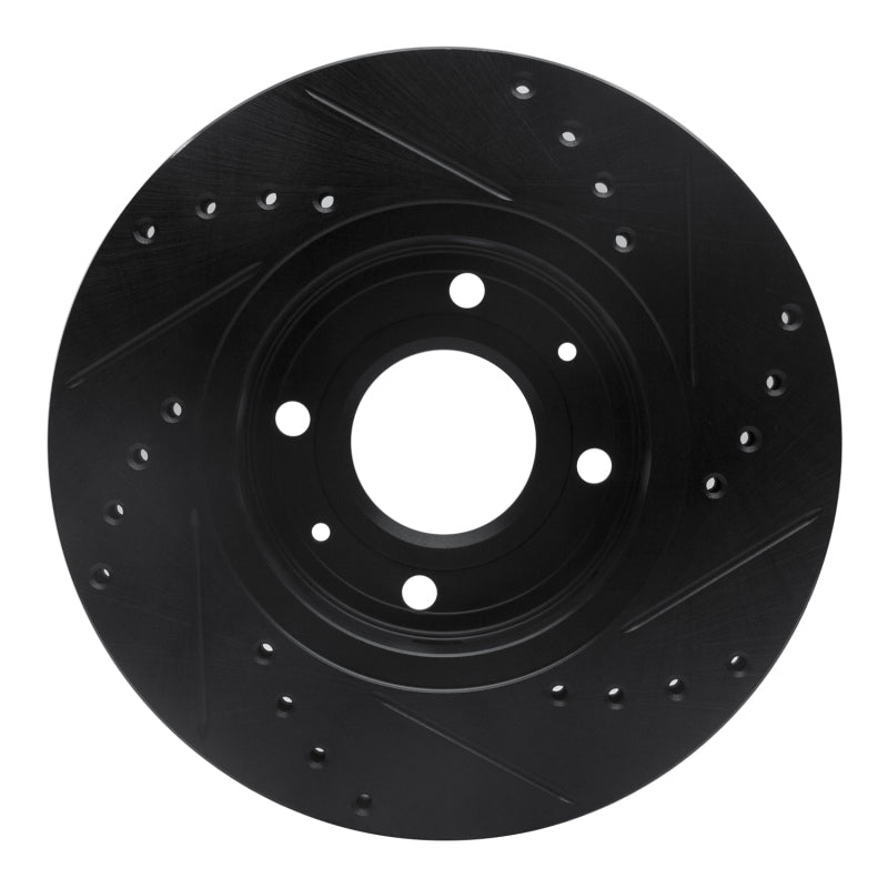 R1 00-04 Volvo S40 Front Left Drilled & Slotted Black Brake Rotor