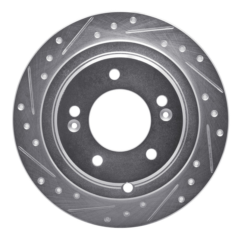 R1 04-06 Kia AMANTI Rear Left Drilled & Slotted Silver Brake Rotor