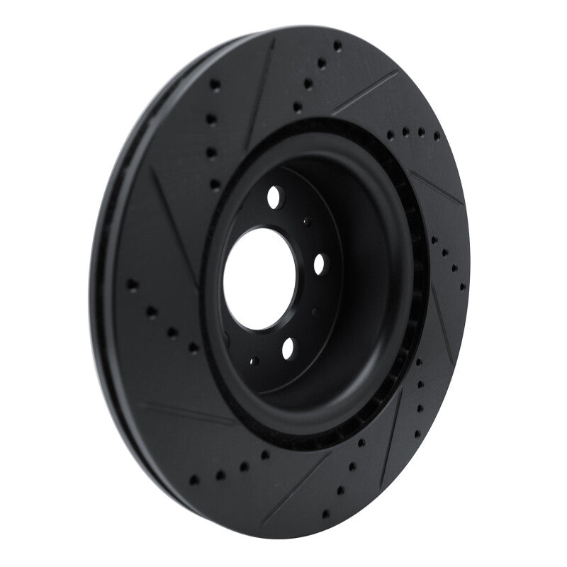 R1 17-25 Tesla Model 3 Front Right Drilled & Slotted Black Brake Rotor