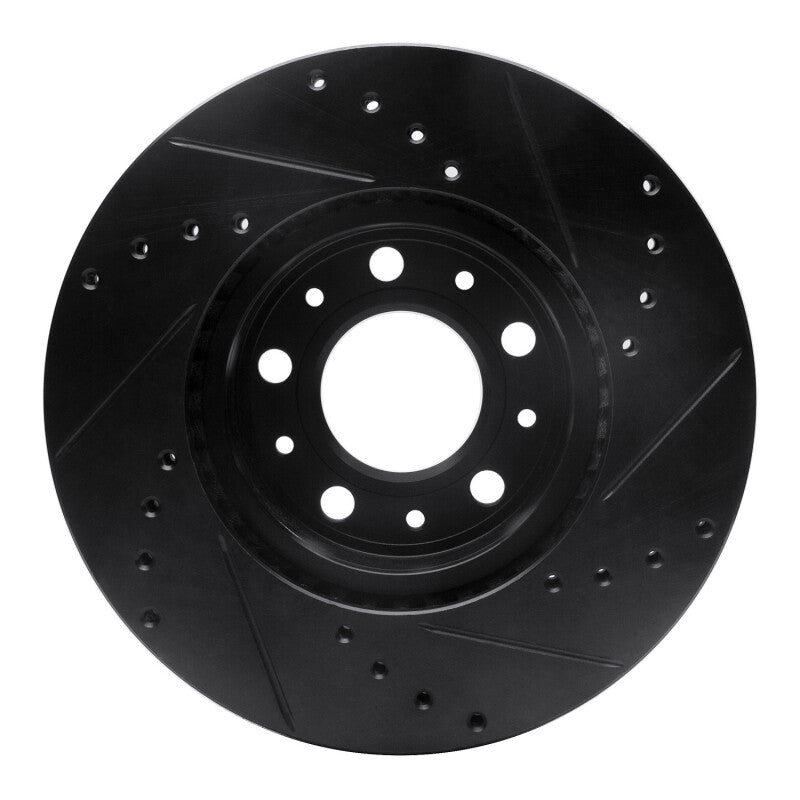 R1 91-95 Volvo 780 Front Left Drilled & Slotted Black Brake Rotor