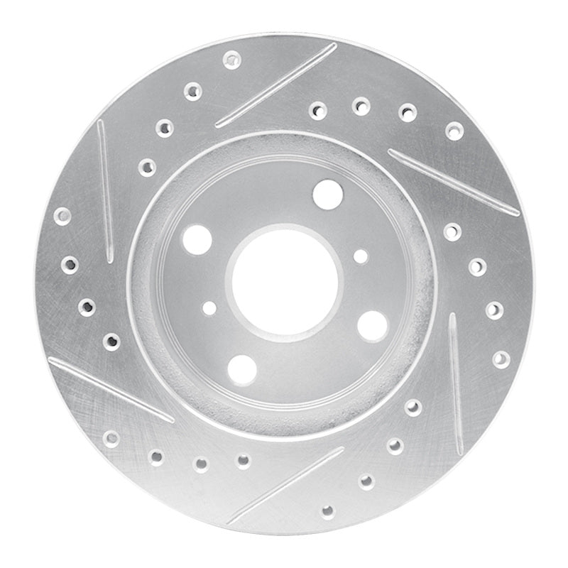 R1 86-89 Toyota Celica Front Right Drilled & Slotted Silver Brake Rotor