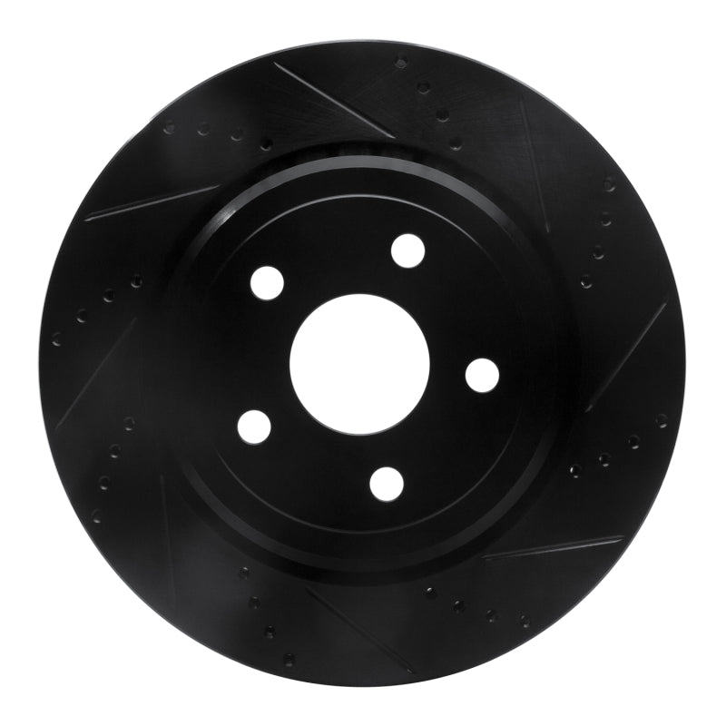 R1 12-25 Dodge Durango Rear Right Drilled & Slotted Black Brake Rotor