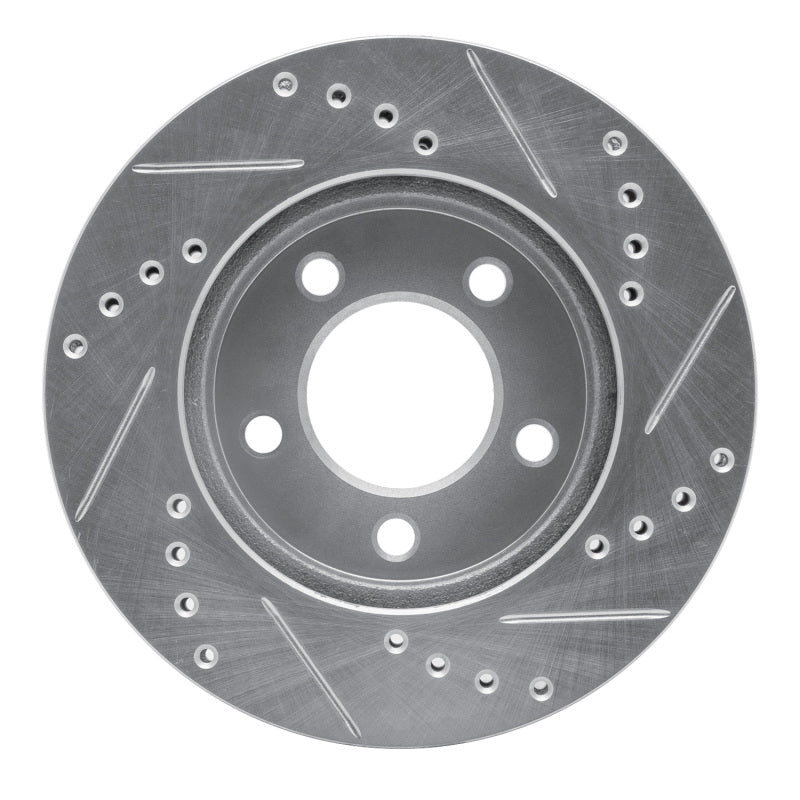 R1 70-93 Ford Taurus (Excl SHO) Front Left Drilled & Slotted Silver Brake Rotor