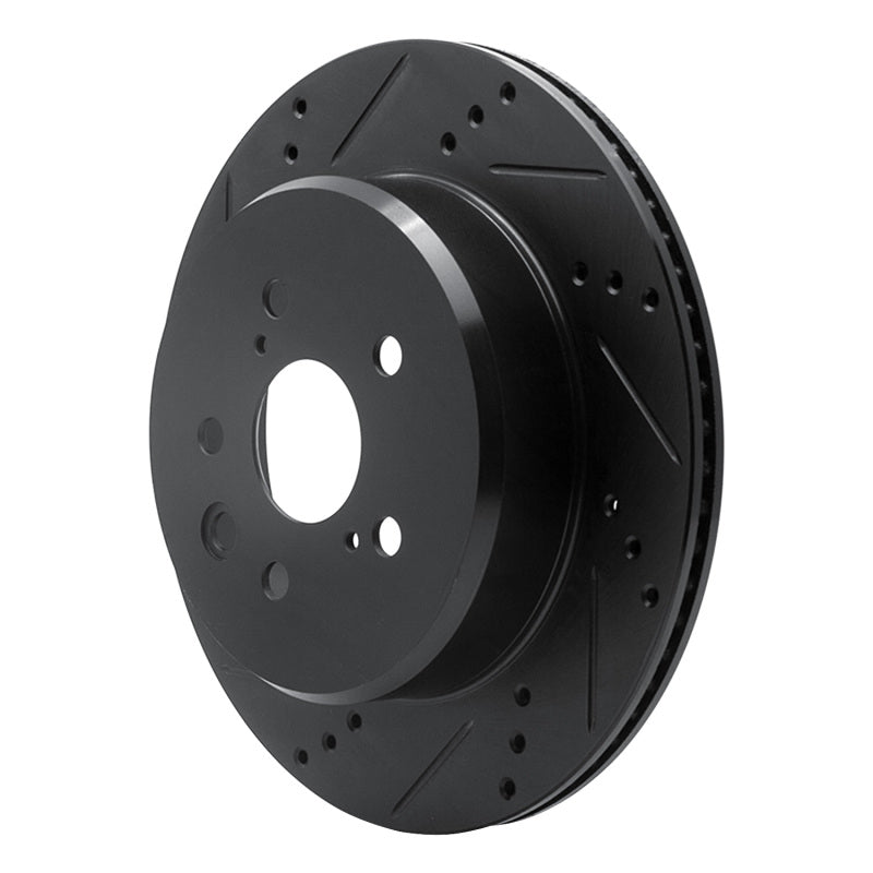 R1 06-20 Lexus GS300 Rear Left Drilled & Slotted Black Brake Rotor