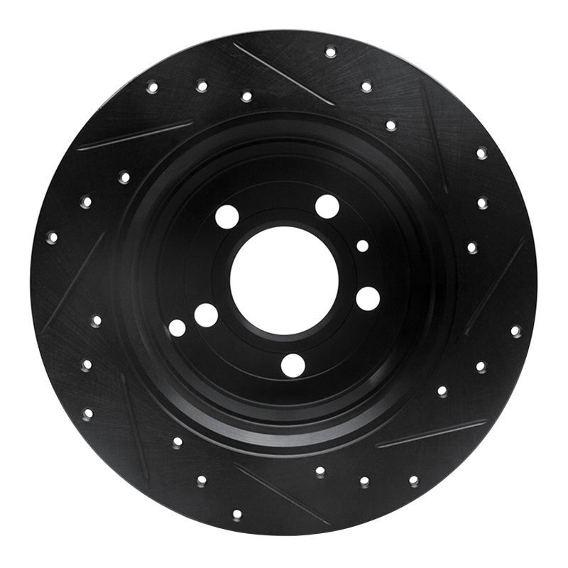 R1 96-04 Volvo S70 Rear Left Drilled & Slotted Black Brake Rotor