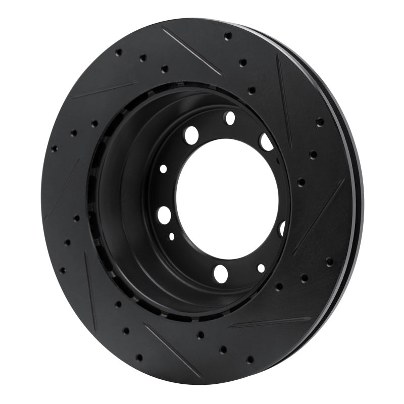 R1 86-95 Porsche 928 Rear Left Drilled & Slotted Black Brake Rotor