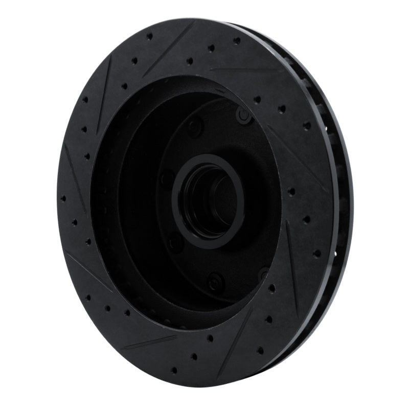 R1 78-97 Dodge B200 / B200 Van / B250 Front Right Drilled & Slotted Black Brake Rotor