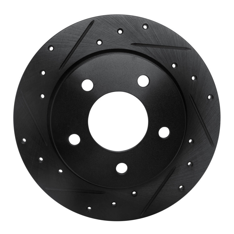 R1 04-13 Mazda 3 Rear Left Drilled & Slotted Black Brake Rotor